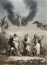 Evangelist portraits with their symbols, 1853, Steel engraving digitally restored