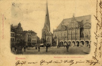 Historical postcard around 1900, Bremen, Germany, reproduction of a postcard, historical