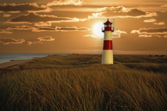 The lighthouse List Ost at the Ostellenbogen on the island of Sylt, island of Sylt,