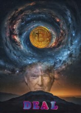 Symbolic image, Trump-Bitcoin, questionable speculative profits for himself, morality as president,