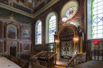 A parochet, curtain in front of the Torah shrine in the interior of the Tsori Gilod Synagogue,