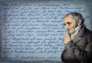 Handwritten manuscript and portait of Johann Peter Hebel, 1760 - 1826, German poet, Protestant