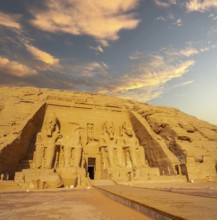 The incredible Abu Simbel Temple rebuilt on the mountain in southern Egypt in Nubia next to Lake