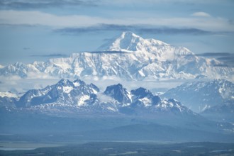 Aerial view, Mt Denali, Alaska Range, Denali National Park, Alaska, USA