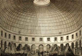 The Halle aux blés, Paris, antique steel engraved print, 1831