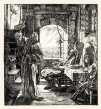 Death as a friend, 1848, by Leopold Hugo Bürkner after Alfred Rethel, digitally restored