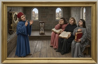 Disputation, scientific dispute, teaching at a university in the Middle Ages, historical