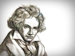 Ludwig van Beethoven, 1770 -1827, German composer, digitally altered
