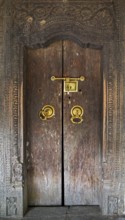 Ancient door in Embekka Temple, Udunuwara, Kandy, Central Province, Sri Lanka