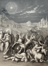 The arrest of Jesus Christ, Garden of Gethsemane, New Testament, steel engraving 1853, digitally