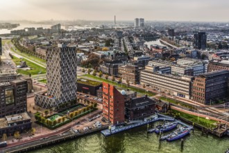 View of city panorama from Euromast, Rotterdam, Netherlands