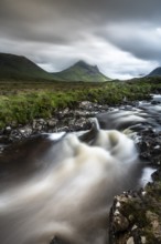 River Sligachan, Cuillin Mountains in the background, Isle of Skye, Highlands, Inner Hebrides,