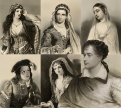 Portrait of George Gordon Noel Byron with his beauty female figures, digital edited