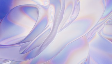 This image showcases an 3d abstract petals with an iridescent effect in soft pastel tones. The