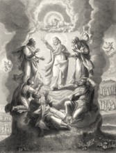 The Transfiguration of Jesus, New Testament, steel engraving 1853, digitally restored