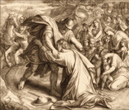 Jacob and Esau Reunited, Old Testament, by Julius Schnorr von Carolsfeld, 1860
