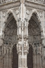 Gothic entrance portal designed with figure reliefs, 1385-1415, Regensburg Cathedral, St Peter's,