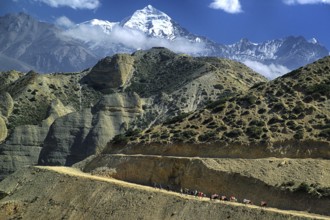 Nepal. Landlocked country in the Himalayas, Mustang, Mountains, The road to Mustang