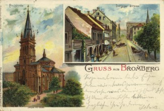 Historical postcard around 1900, Bromberg, today Bydgoszcz, in the Polish Kujawsko-Pomorskie