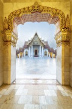 Marble temple, made of Carrara marble, Wat Benchamabopit, back of the Ubosot, temple in the Dusit