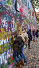 Graffiti on a house wall in the Old Town, Prague, Czech Republic, Prague, Czech Republic