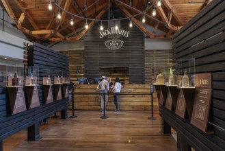 Visitors signing up for a guided tour of the Jack Daniel Distillery in Lynchburg, Tennessee