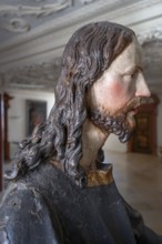 Palmesel wooden figure around 1880, Christ detail, Dominican convent Wettenhausen, Swabia, Bavaria,