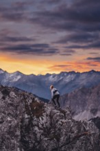 Trail running on the Grubigstein in the Tiroler Zugspitzarena in Tyrol in the Alps in Austria