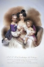 Sophie Friedericke of Austria with Franz and Ferdinand, Historical, digitally restored reproduction