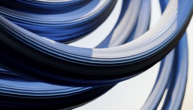 This image features a captivating 3D render of a dynamic attractor with swirling blue and white