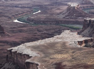 Aerial view of Canyonland national park striking landscape showcasing a winding river through