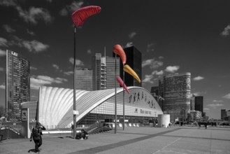 Las Défence, the New High City District, the largest office district in Europe, black and white,