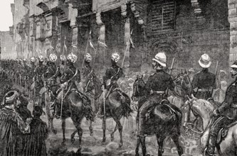 British Bengal Cavalry at Cairo, British invasion in 1882, From British Battles on Land and Sea, by