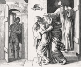 The raising of the son of the woman of Shunem, Old Testament, by Julius Schnorr von Carolsfeld