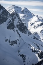 Peaks and mountains in winter, Sellraintal, Stubai Alps, Kühtai, Tyrol, Austria