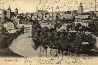 Historical postcard around 1900, Bautzen, Saxony, Germany, digital reproduction of a historical