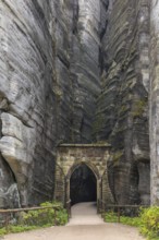 Entrance gate at Adršpach-Teplice Rocks on a sunny day in autumn, Dolní Adršpach, 549 57 Adersbach,
