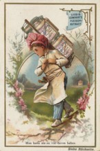 Picture series Children in various professions with Liebig glass, Liebig picture, digitally