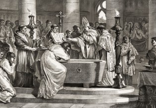 Baptism of Clovis by Saint Remigius, cathedral of Reims, 496, Clovis, Chlodovechus, Chlodwig I.,