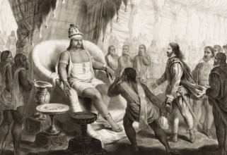 Vasco da Gama presenting a letter from the King of Portugal to the Samudrin von Calicut, Kozhikode,