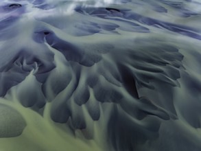 River, river course, river delta, aerial view, sediments, structures, South Iceland, Iceland