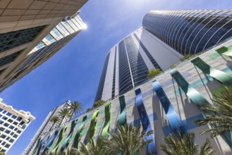 Florida, Fort Lauderdale, Las Olas Boulevard. Downtown financial district and city skyline