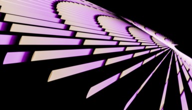 A mesmerizing abstract design featuring diagonal lines with a vibrant purple glow on a contrasting