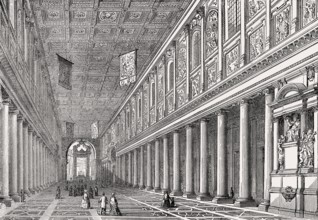 Interior view, Basilica di Santa Maria Maggiore, Rome, Italy, 19th Century
