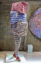 Migration pattern, refugee out of plastic bags, FENIX, museum about migration, in a historic