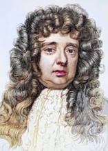 Sir William Petty, 1623 -1687, English economist, scientist and philosopher, Illustration from Old