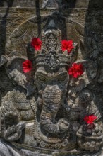 Traditional Ganesha, Hinduism, flowers, red, elephant figure, statue, temple, religion, world