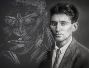 Portrait of Franz Kafka, 1883 – 1924, German-speaking Bohemian novelist, digitally edited according