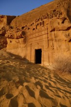 Nabataean tomb at Djabal Al-Ahmar in first daylight, Tomb of Hinat (IGN 117), Hegra or Madain