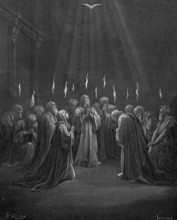 The outpouring of the Holy Spirit, at Pentecost comes the Holy Spirit, Acts chapter 2, verse 3,